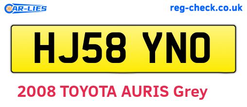 HJ58YNO are the vehicle registration plates.