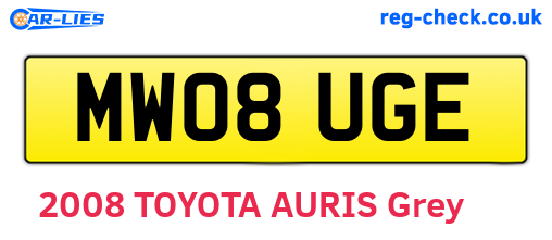 MW08UGE are the vehicle registration plates.