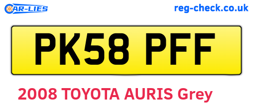 PK58PFF are the vehicle registration plates.