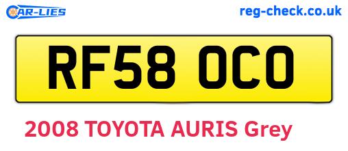 RF58OCO are the vehicle registration plates.