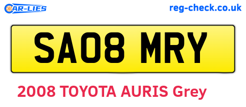 SA08MRY are the vehicle registration plates.