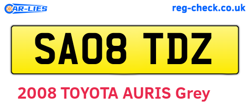 SA08TDZ are the vehicle registration plates.