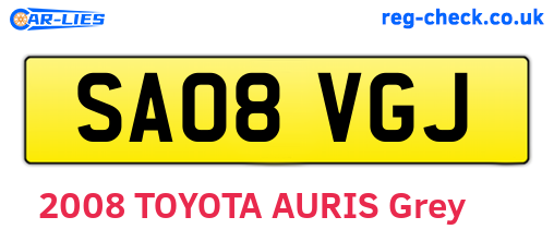 SA08VGJ are the vehicle registration plates.
