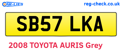 SB57LKA are the vehicle registration plates.