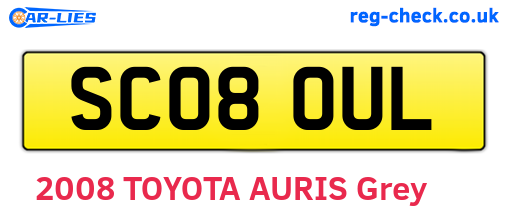 SC08OUL are the vehicle registration plates.