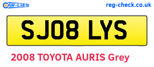 SJ08LYS are the vehicle registration plates.