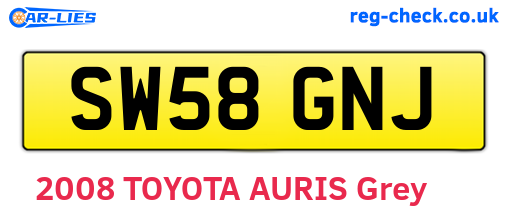 SW58GNJ are the vehicle registration plates.