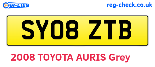 SY08ZTB are the vehicle registration plates.