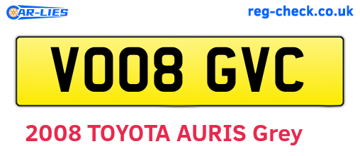 VO08GVC are the vehicle registration plates.