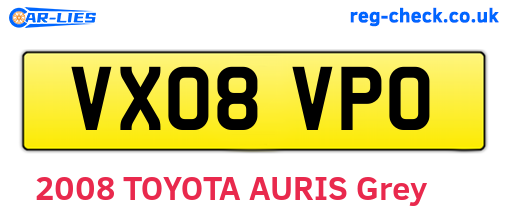 VX08VPO are the vehicle registration plates.
