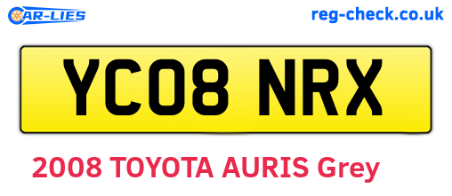 YC08NRX are the vehicle registration plates.