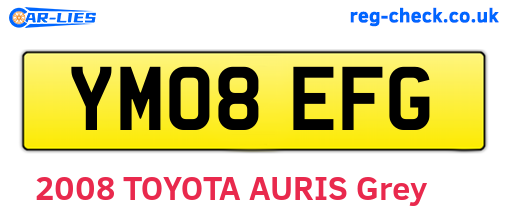 YM08EFG are the vehicle registration plates.