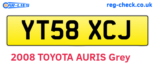 YT58XCJ are the vehicle registration plates.