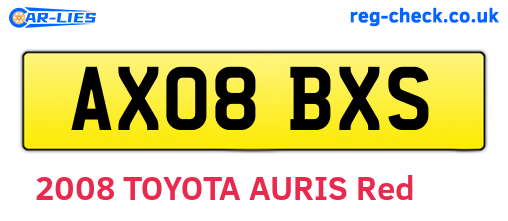 AX08BXS are the vehicle registration plates.