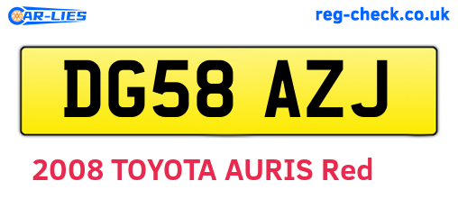 DG58AZJ are the vehicle registration plates.