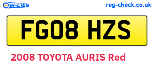FG08HZS are the vehicle registration plates.