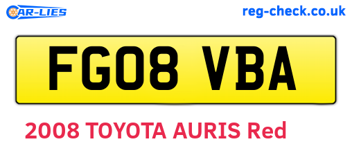 FG08VBA are the vehicle registration plates.