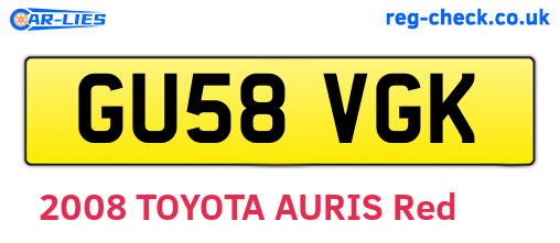 GU58VGK are the vehicle registration plates.