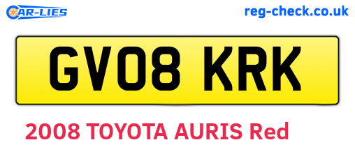 GV08KRK are the vehicle registration plates.