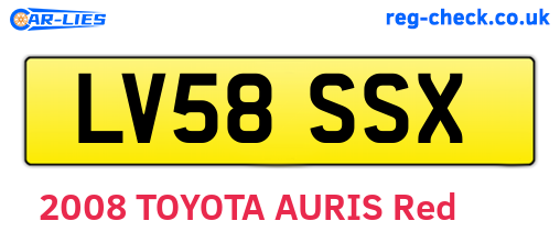 LV58SSX are the vehicle registration plates.
