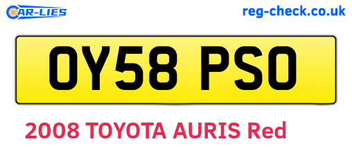 OY58PSO are the vehicle registration plates.