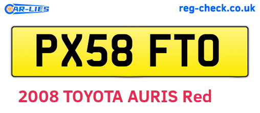 PX58FTO are the vehicle registration plates.