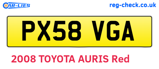 PX58VGA are the vehicle registration plates.