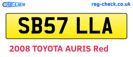 SB57LLA are the vehicle registration plates.
