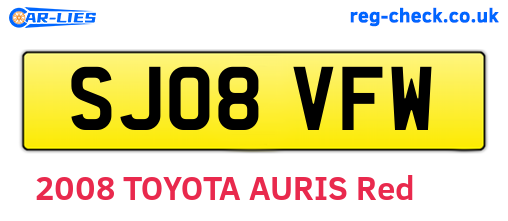 SJ08VFW are the vehicle registration plates.