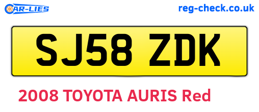 SJ58ZDK are the vehicle registration plates.