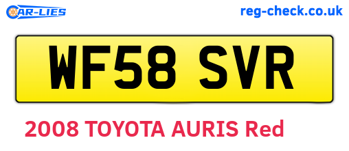WF58SVR are the vehicle registration plates.