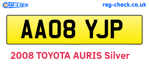 AA08YJP are the vehicle registration plates.