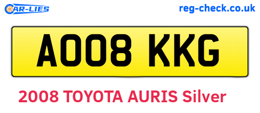 AO08KKG are the vehicle registration plates.