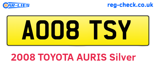 AO08TSY are the vehicle registration plates.