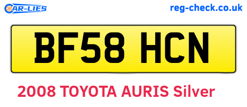 BF58HCN are the vehicle registration plates.