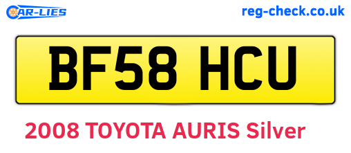BF58HCU are the vehicle registration plates.