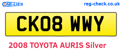CK08WWY are the vehicle registration plates.