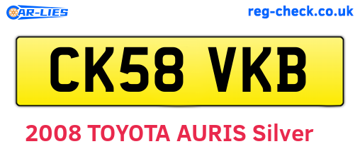 CK58VKB are the vehicle registration plates.