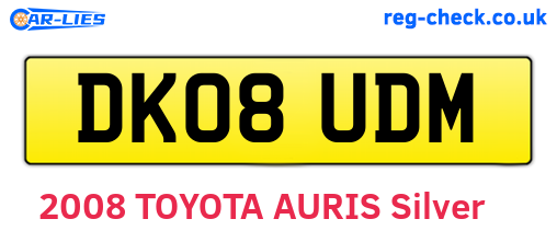 DK08UDM are the vehicle registration plates.