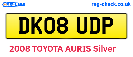 DK08UDP are the vehicle registration plates.