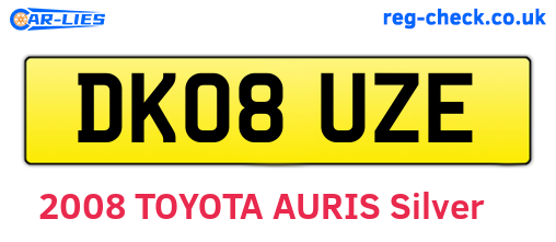 DK08UZE are the vehicle registration plates.