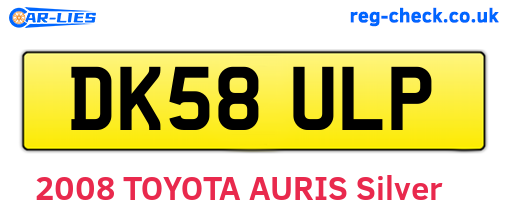DK58ULP are the vehicle registration plates.