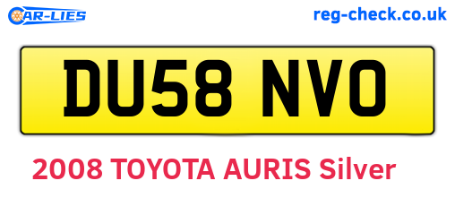 DU58NVO are the vehicle registration plates.