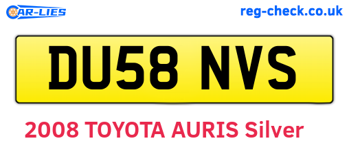 DU58NVS are the vehicle registration plates.