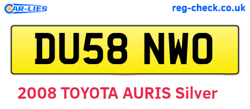 DU58NWO are the vehicle registration plates.