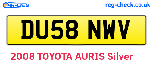 DU58NWV are the vehicle registration plates.