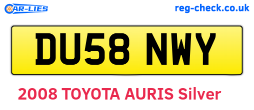 DU58NWY are the vehicle registration plates.