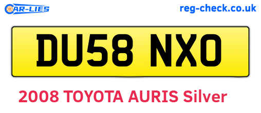 DU58NXO are the vehicle registration plates.