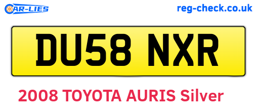 DU58NXR are the vehicle registration plates.