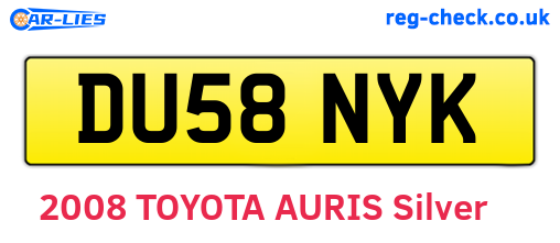 DU58NYK are the vehicle registration plates.